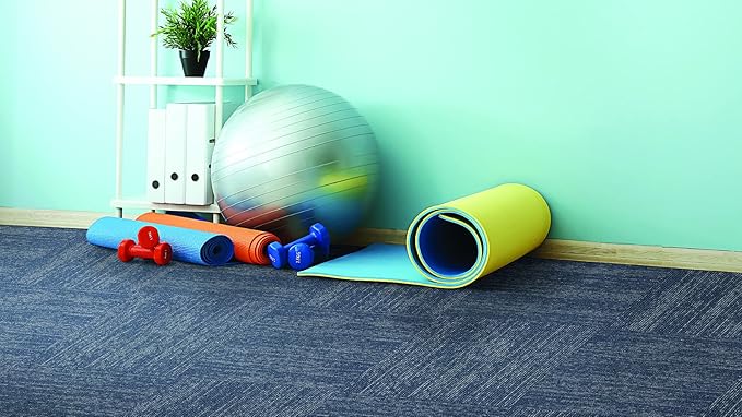 Mohawk Elite 24" x 24" Berber (Loop pile), 0.08" Pile Height, Carpet Tile, Nylon Fiber, Navy Color, (1 Tile)
