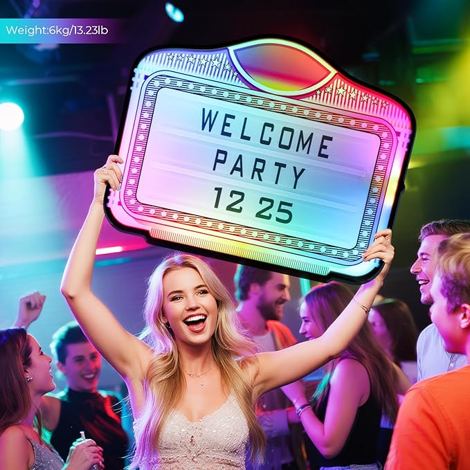 LED Letter Bottle Presenter, VIP Bottle Service Sign, Hand Held Light Box with Color Change for Club, Bar, Party, Birthday, Store - Acrylic Frame with 4 Letter Sets & 2 Number Sets (Whiteboard Letters)
