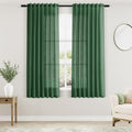 Nanspring Green Linen Curtains 63 Inches Length 2 Panels Set for Living Room Back Tab Pocket Modern Light Filtering Semi Sheer Drapes Cotton Linen Textured Green Window Curtain 52X63 Inches