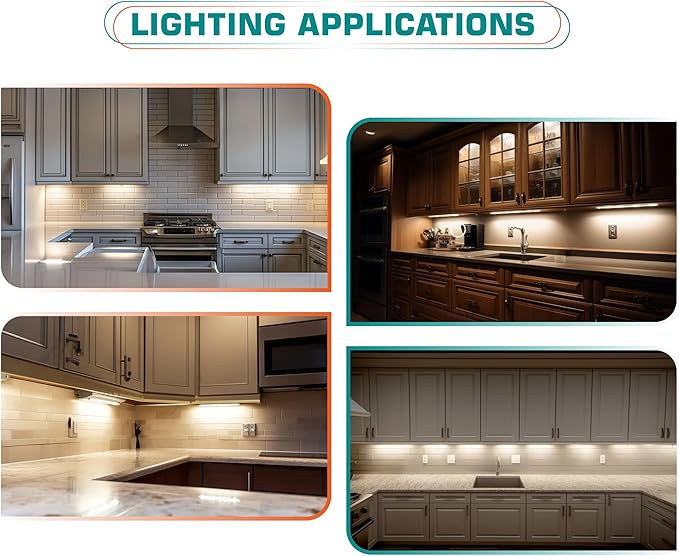 Under Cabinet LED Light Bar 12", Single Closet Light for Kitchen Counter Shelf Cupboard, Display Cases Back Lighting, 120V Wall Plug in, On Off Switch, 2 Light Bars, White Wires, Daylight