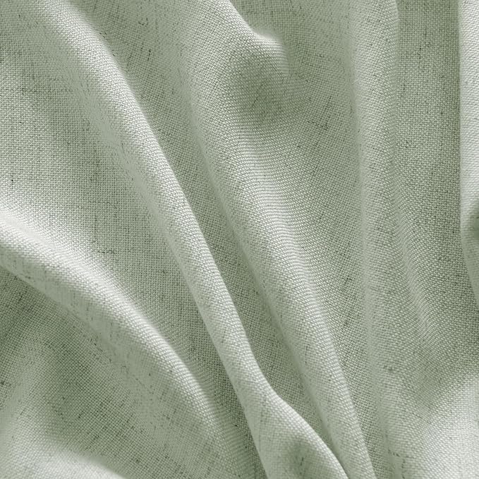 MIULEE Non-See-Through Privacy Linen Curtains 2 Panels, Sage Green Light Filtering Window Curtains 90 Inches Long, Farmhouse Textured Back Tab Semi Sheer Drapes for Bedroom Living Room, Light Green
