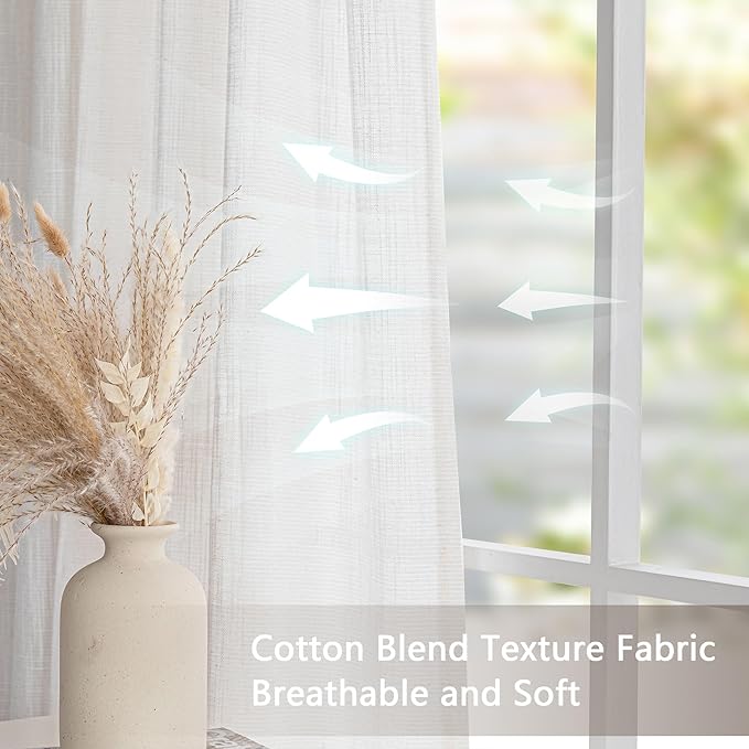 MYSKY HOME 90 Inch Curtains for Sliding Glass Door Windows, Living Room Decoration Cotton Drapes Pinch Pleated Soft Comfortable Touch Farmhouse Country Patio Treatment Set, 40" Wide, Natural, 2 Panels