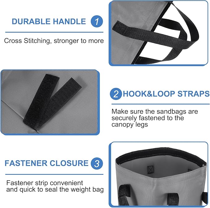 PATIKIL Canopy Weight Sand Bags, 4 Pack 112 Lbs Total Extra Large Weights Bags Waterproof Tent Leg Weights Sandbags for Outdoor Canopy Tent Sun Shelter Patio Ladder Gray (18x9")