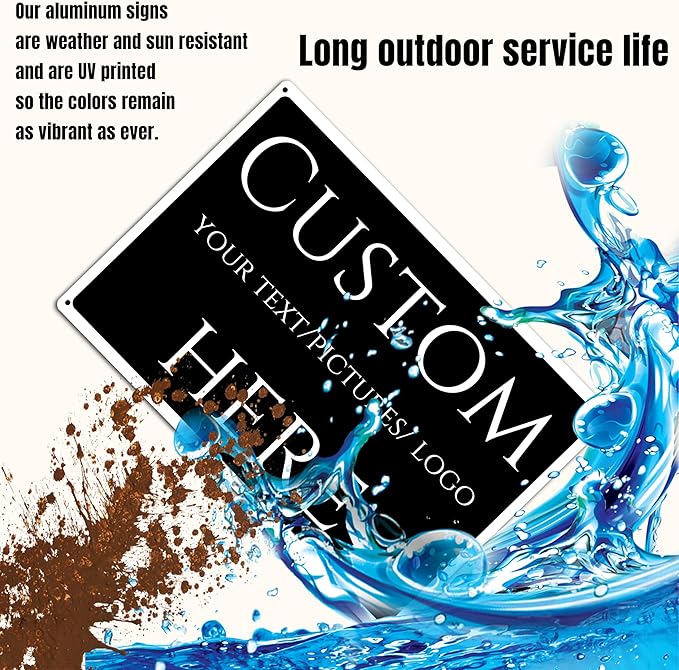 Custom Sign, Custom Metal Signs Personalized，Aluminum Weatherproof Metal Sign Multiple Sizes, Customize for yardz, Business, Workplace, office, Home, Delivery Signs(16 * 12 Inch)