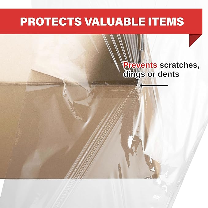 Simply Cool Stretch Wrap Industrial Strength Extra Thick 17.5" 1100 SqFt 80 Gauge (20 Micron) 1 Pack Shrink Wrap Roll for Moving Supplies, Furniture, Pallet Wrapping, Packing, Heavy Duty Stretch Film