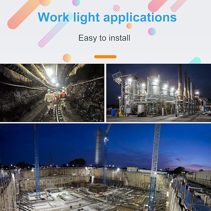 100W LED Temporary Work Light Waterproof Lights Construction Lights Work Site Lighting Temporary Construction Lighting 15500Lm 5000K Daylight White Lighting for Construction Job Site