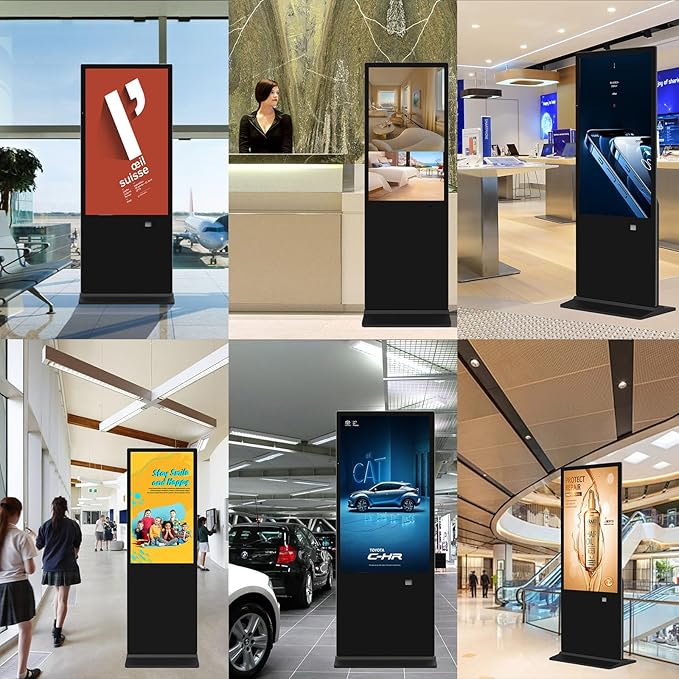 55 Inch Digital Signage Display, 4k Floor Standing LCD Touch Interactive Display Screen,with WiFi USB/App Software Input Digital Totem Auto Ad Player Android 14