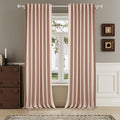 Baby Pink Linen Full Blackout Curtains 108 Inch Length 2 Panels Set for Living Opaque Privacy Back Tab Thermal Insulated 100% Black Out Room Darkening 9ft Window Curtain Drapes 108 Inches Long