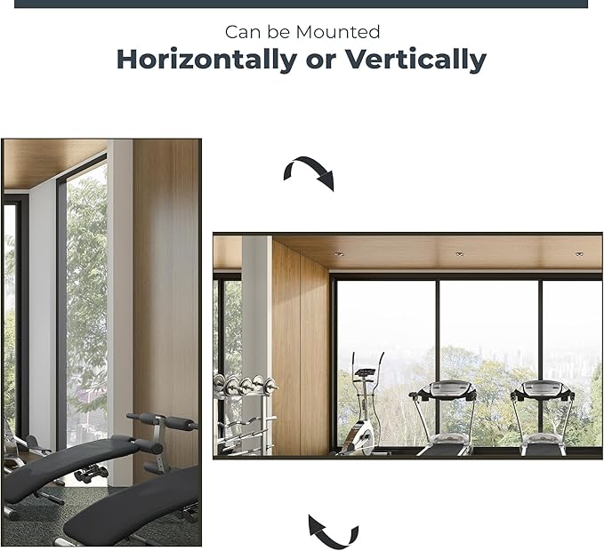 Glassless Large Mirror Shatterproof Unbreakable Wall Mirror for Gym, Dance Studio, Home Workout Room – 0.04mm Nano Film – Black 26" x 60"