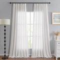 MYSKY HOME Extra Long Curtains for Living Room, 102 Inch Length Semi Sheer Curtains Soft Cotton Fabric Boho Window Drapes Light Filtering Backdrop Panels Pinch Pleated, 40 x 102 in, Natural, 2 Pieces