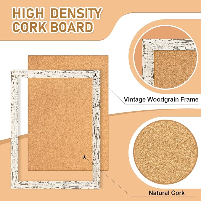 DOLLAR BOSS Cork Board for Wall - 36 X 24 Inches, Birch Bark Framed Bulletin Board Corkboard Decorative Hanging Pin Board for Office & Home Decor
