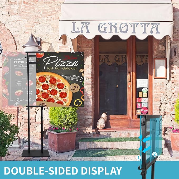Poster Stand Heavy Duty - Adjustable Poster Stands for Display Foam Board, Double Sided Pedestal Floor Standing Sign Holder Height Up to 80 Inch, 1 Pack