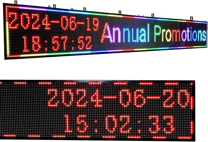XSGD P10 Scrolling LED Sign WiFi Programmable LED Display, Outdoor IP65 Waterproof Digital Message Display Board, Customizable Neon Sign Open Signs for Business Advertising Store Restaurants 115"X14"