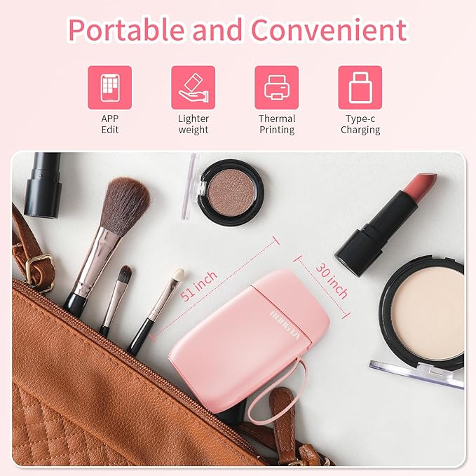 Rongta Label Maker Machine with Tape, Bluetooth Label Printer, Wireless Mini Label Makers with Multiple Templates for Organizing Office Home (Pink)