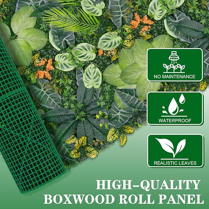 40"x120"(33.33 SQFT) Artificial Grass Wall, Greenery Backdrop Wall with UV-Anti, Fake Grass Panels for Indoor Party Wedding and Outdoor Garden Decor