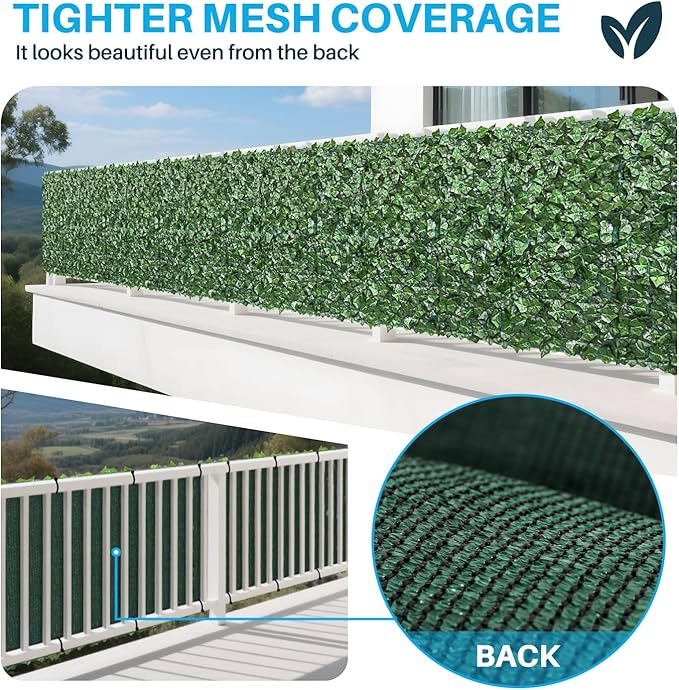 Patio Paradise 58"x97"-2Pc Faux Ivy Fence Privacy Screen Artificial Greenery Wall Backdrop,Fake Grass Wall Panels for Outside Apartment Balcony,Vine Leaf Decor for Outdoor Patio Chain Link