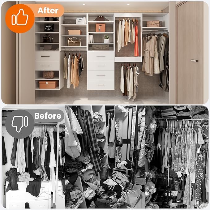 ROOMTEC 28.5" Medium Hanging Closet Unit, Modular Closet System with Hanging Rod, Wardrobe Organizer for Bedroom or Walk-in Closet, Wall Mounted, Customizable Clothes Storage Unit, White