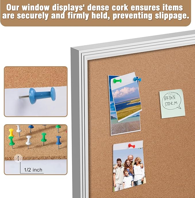 Mifuro 70"x34" Enclosed Bulletin Board, Outdoor Lockable Weather-Resistant Aluminum Cork Noticeboard for School & Office, Silver Frame w/Cork