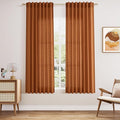 Nanspring Desert Orange Linen Curtains 63 Inches Long for Bedroom Back Translucent Modern Rustic Pinch Farmhouse Coastal Decor Cotton Texture Gauze for Bathroom 2 Panels, 52x63