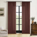 Dark Terracotta 80 Inch Pinch Pleated Linen Curtains 2 Panel Set for Living Room Thick Linen Drapes 80 Inches Long Pinch Pleat Drapes Semi Sheer Curtain for Dining Bedroom Office Maroon Red Brown