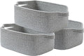 KALLAX Small Woven Basket, 14 x 10 x 5.6 Inches, Small Storage Baskets for Organizing, Gift Baskets Empty, Cute Rope Shelf Closet Storage Bins for Shelves, Dog Toy Basket, Mixed Grey