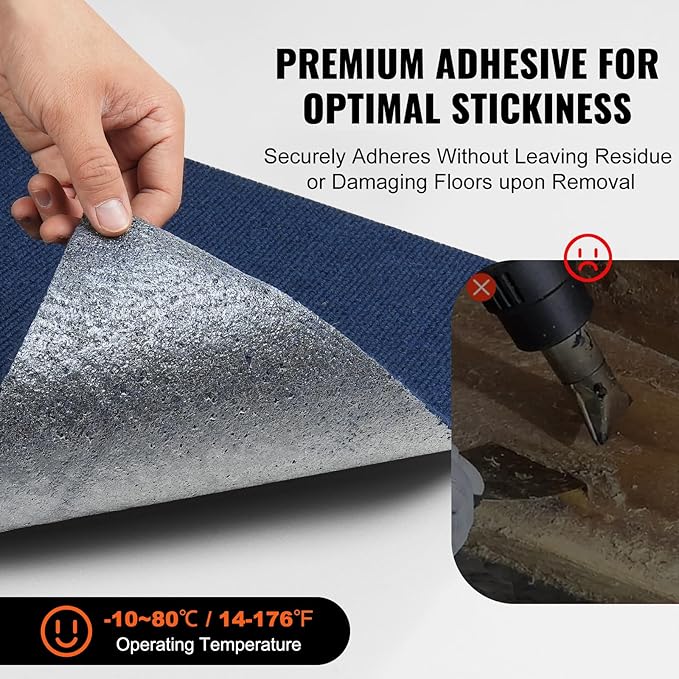 VEVOR 24 x 24 Peel and Stick Carpet Tiles Squares with Self Adhesive & Soft Padded for Indoor Outdoor Kitchen Living Room Bedrooms - Pack of 15/60 sq ft