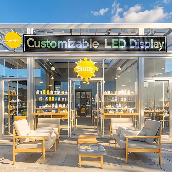115”x 14” Programmable Scrolling LED Sign Custom, Outdoor P10 Digital Sign Support Wifi & USB, Full Color Led Open Signs for Business, Advertising Display Board