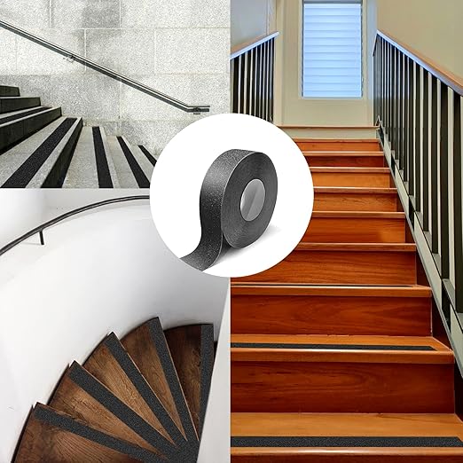Black Grip Tape, Anti Slip Traction Tape 4Inch x 60Ft Non-Slip Strips Non Skid Safety Tape for Outdoor/Indoor Steps, Stairs, Traction Tread Staircases, Boats
