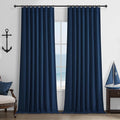 Navy Blue Blackout Curtains 96 Inch Length for Kids/Boys Rooms/Bedroom, Floor to Ceiling Track Pleated Drapes with Hooks Linen Thermal Coastal Curtain Dark Blue Window Burg 50"Wx96"Lx 2Panels Back Tab