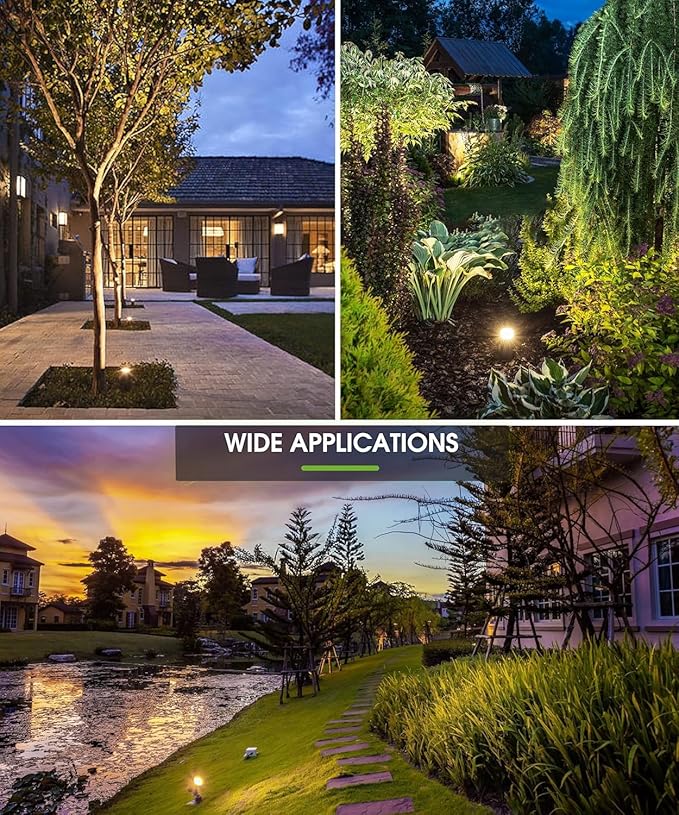 L LOHAS LED 5W Low Voltage Landscape Lighting, Christmas Outdoor Spot Lights with Connectors, 12V 24V IP66 Waterproof 3000K Warm White Plug in Spotlights for Yard, Garden, Pathway, House (6 Pack)