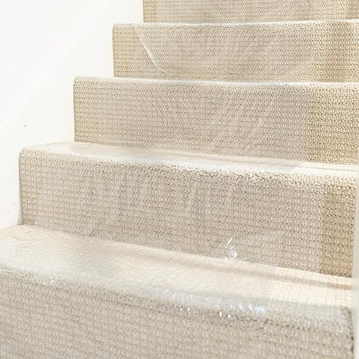 Clear Heavy Duty Temporary Self Adhesive Carpet Protector 24" x 200' - 2.5mil. Carpet Protection Film for Carpet Floor, Stair Rugs, Reverse Wound, Paint & Waterproof carpet cover Easy Unwind, Strong