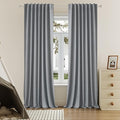 DUALIFE Grey Linen Full Blackout Curtains 108 Inch Length 2 Panels Set for Living Opaque Privacy Back Tab Thermal Insulated 100% Black Out Room Darkening 9ft Window Curtain Drapes 108 Inches Long