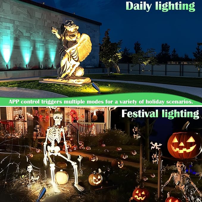 Color Changing Outdoor Landscape Lights, 12V RGB Low Voltage Landscape Lighting Kit with Remote Control, Smart Landscape Spotlights, Outdoor Uplights for Garden and Yard, ETL Listed
