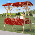 Outdoor Vendor Cart, Portable Cart with Canopy, Movable Stall Display Stand, Foldable Vending Stand Kiosk Display Trolley with Canopy, for Market, Street Food, Events(Red 3,150cm/59in)