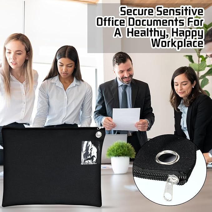 20 Pcs Interoffice Mailer Canvas Transit Sack Zipper Bag 18" x 14" Large Zipper Pouch with Grommet Interoffice Mail Bag (Black)