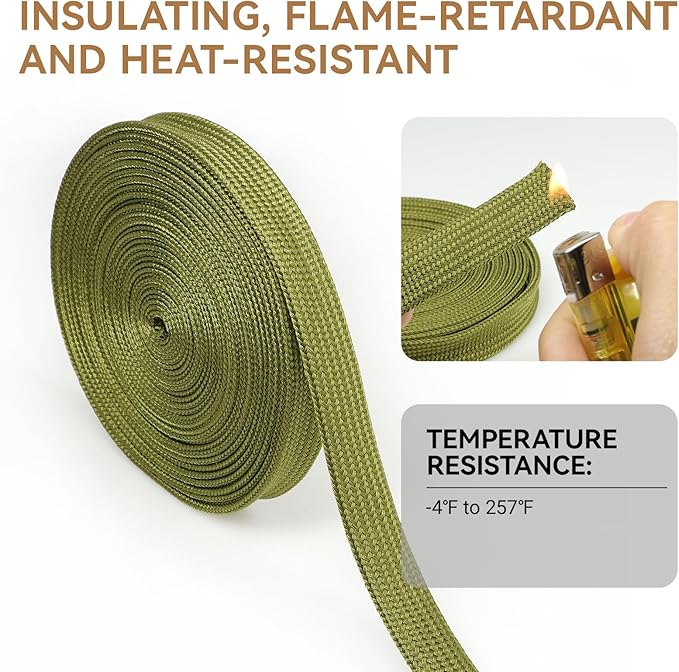 Polyamide Cable Sleeve, 10ft Flexible Expandable Braided Sleeving, Cable Management Sleeve for TV Computer Office Home Entertainment (Green, 5/8")