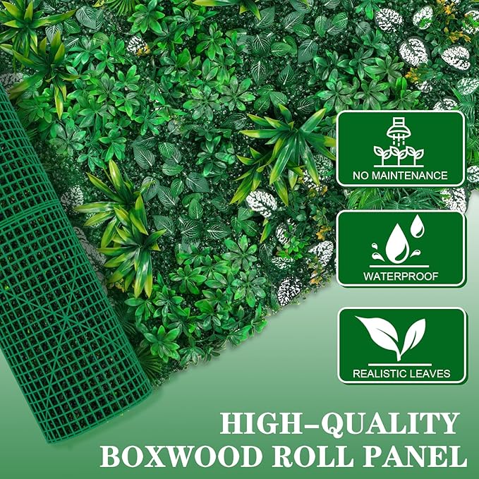 Artificial Hedge Grass Wall, Boxwood Panels 40"x120"(33.33 SQFT), UV Protected Greenery Wall Backdrop, Green Wall Decor for Outdoor Indoor Wedding Décor