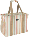 BALEINE Extra Large Utility Tote Bag with Wire Frame for Storage (Color Strip, 16.5''x14''x10'')