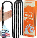 Happin® 12 Inch Heavy Duty Ground Anchors, Garden Stakes U Hook, Tent Stakes Heavy Duty, Chain Link Fence Anchors, Ground Anchors Screw in, Yard Stakes, Galvanized Steel, (4 Pack, Black)