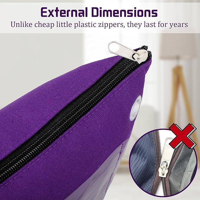 4 Pcs Interoffice Mailer Canvas Transit Sack Zipper Bag 18" x 14" Large Zipper Pouch with Grommet Interoffice Mail Bag (Purple)