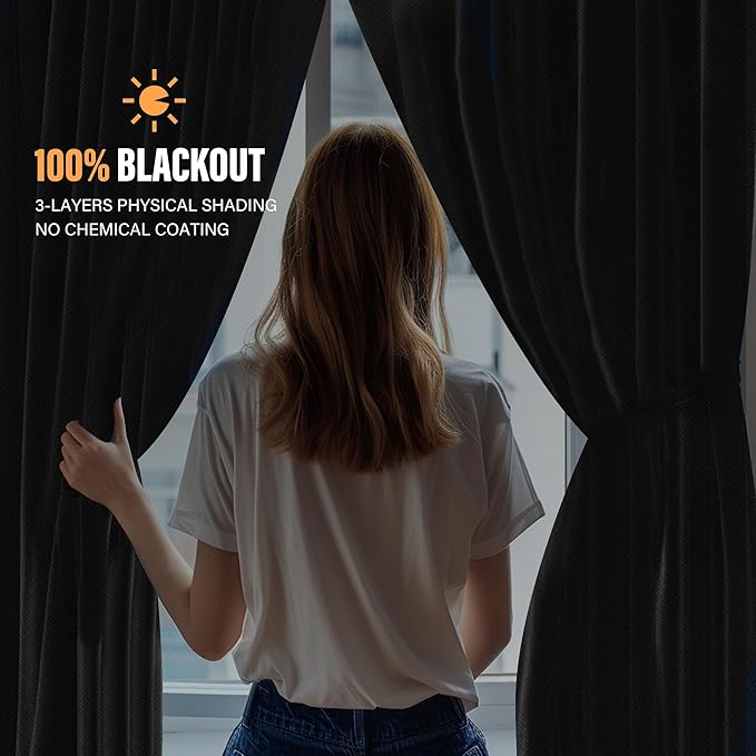 Room Divider Curtains with Flexible Ceiling Tracks Set,Blackout Curtain Ceiling Mount Curtain Track Privacy Room Dividers Ceiling Track Curtain Rod(Dark Grey Drape & Black rail W 15 × H 8 FT)