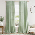 Mist Sage Linen Curtains 90 Inch Long 2 Panels Set for Bedroom Living Room Linen Textured Window Drapes Semi Sheer Light Filtering Rod Pocket Back Tab Cotton Textured Farmhouse Curtain 52x90