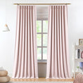 Vision Home Soft Pink Pinch Pleated Full Blackout Curtains Linen Blended Room Darkening Curtain Panels 95 inch for Living Room Bedroom Thermal Insulated Pinch Pleat Drapes with Hooks 8FT 40" Wx95 Lx2