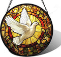 Stained Glass Window Hanging, Flying White Dove Sun Catchers Diamond Glass Panel Hangings Cute Birds Suncatcher Decor for Birthday for Women, Men, Wife, Aunt, and Mom 6.3 in