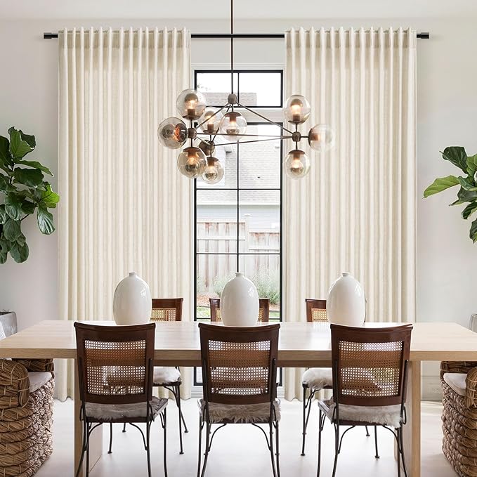 Nanspring Warm Beige Curtains 72 Inch Length for Living Room Semi Sheer Light Filtering Door Drapes 2 Panels Set for Kids Bedroom Light Filtering Back Tab Rod Pocket Modern Farmhouse Decor 52x72