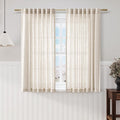 Nanspring Beige Linen Sheer Curtains 54 Inch Length 2 Panel Set Back Tab Pocket Semi Sheer Light Filtering Short Curtain Soft Elegant Aesthetic Small Window Drapes for Bathroom 52x54 inches Long