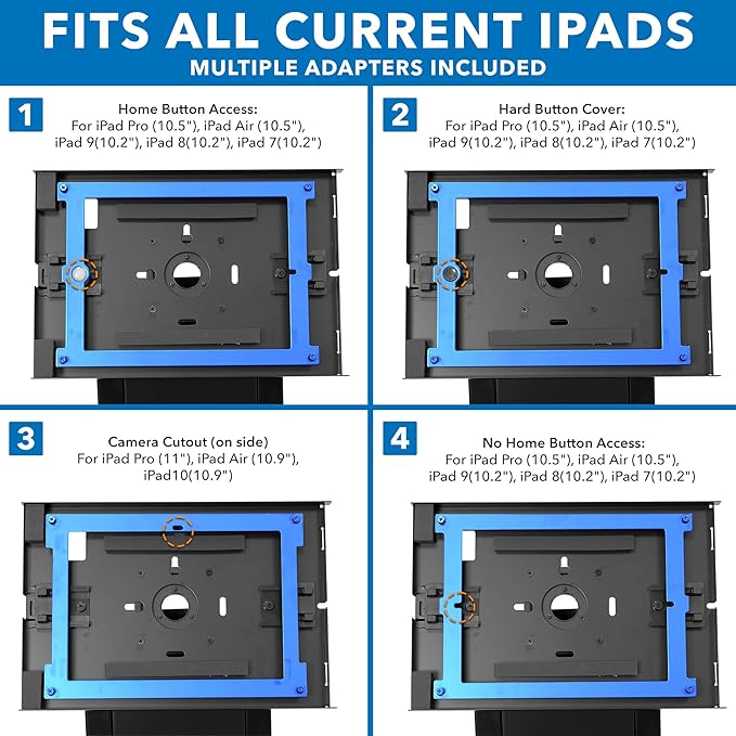 Mount-It! Anti-Theft Tablet Floor Stand Kiosk, Commercial Floor Kiosk with Universal Enclosure, Locking Tablet Mount Stand for iPad Gen 7-10, Pro, Air, 10.2 inch, 10.9 inch