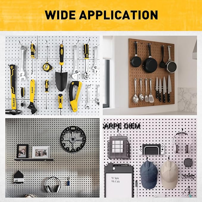 ELEAD 66-Piece 2/4/6 Inch Pegboard Hooks, Heavy Duty Peg Board Organizer Accessories, Peg Board Tool Hangers Fit for 1/4" and 1/8" Pegboard Hanging Tools Garage, Workshop, and Craft Storage
