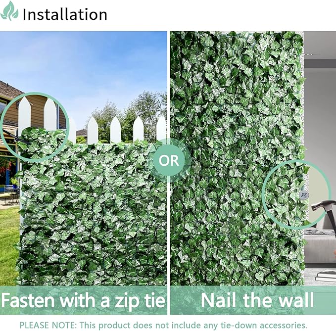 SunnyRoyal 7 Pcs 6' x 10' Artificial Fence Ivy Privacy Screen Greenery Wall with Mesh Back Ivy Leaf Fence Screen Decoration for Patio Outdoor Garden Yard Garden