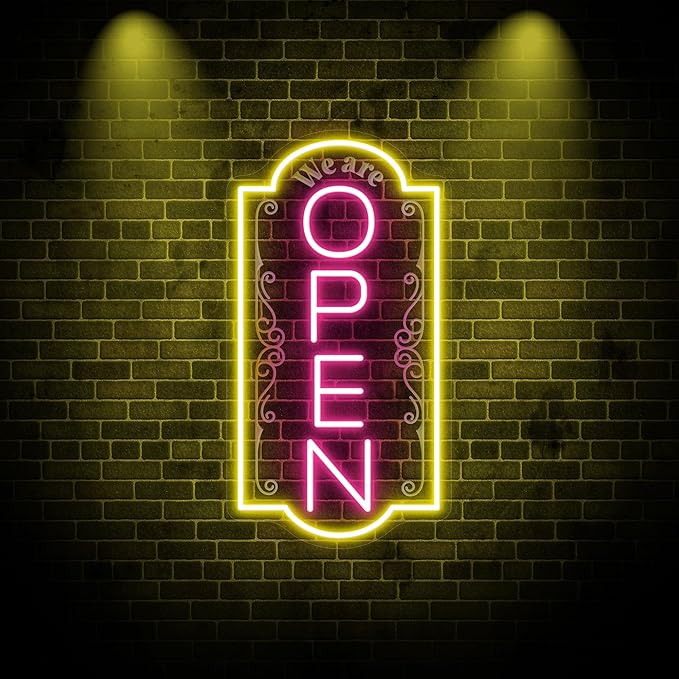 Vertical open sign Vertical Open Led Sign Neon Sign business window light vertical open signs for business (Mix color 5 LARGE SIZE 35x19")